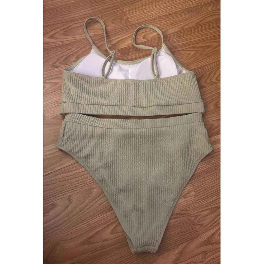 SHEIN Ribbed Bikini Set in Olive Green - Picture 6 of 9